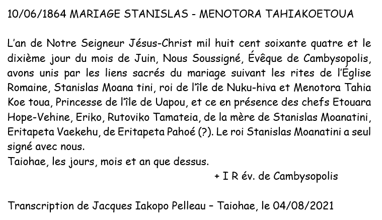 1864 06 10 TRANSCRIPTION MARIAGE STANISLAS MENOTORA
